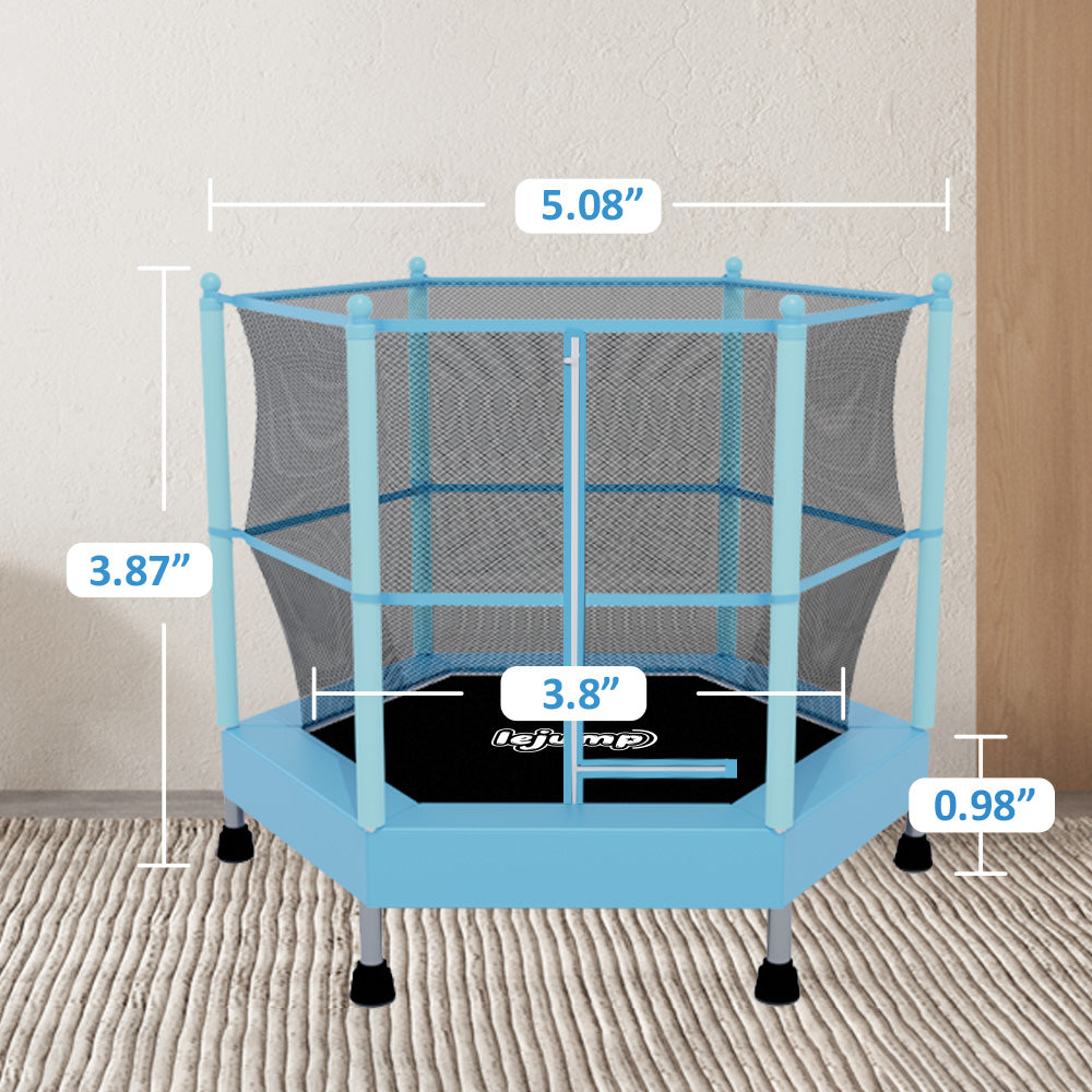 Trampoline Enfant LeJump 130/140cm - Intérieur Extérieur Avec Filet Sécurité Et Tapis