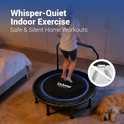 LeJump 48" Foldable Mini Rebounder Trampoline for Fitness with Adjustable Handle