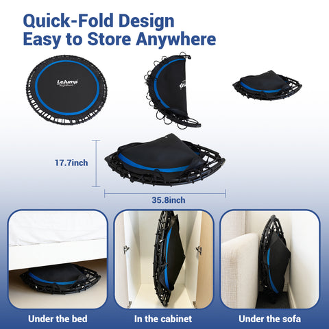 LeJump 48" Foldable Mini Rebounder Trampoline for Fitness with Adjustable Handle