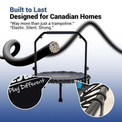 LeJump 48" Foldable Mini Rebounder Trampoline for Fitness with Adjustable Handle