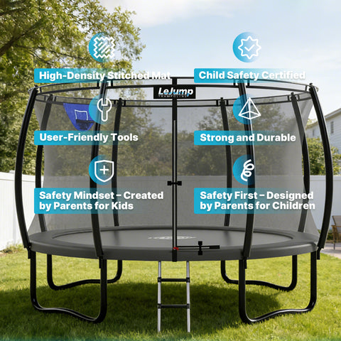 LeJump Smart Outdoor Springless Trampolines with basketball hoop